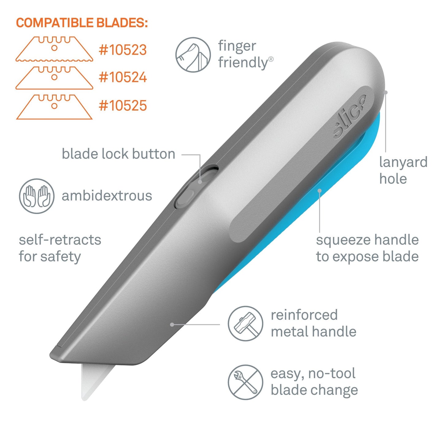 Smart-Retracting Metal-Handle Squeeze Knife